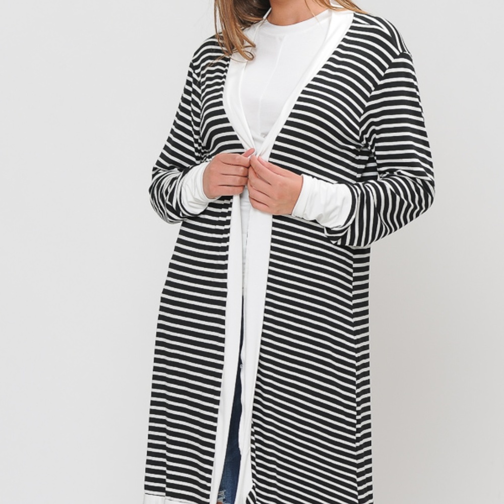 Stripe Midi Open Cardigan